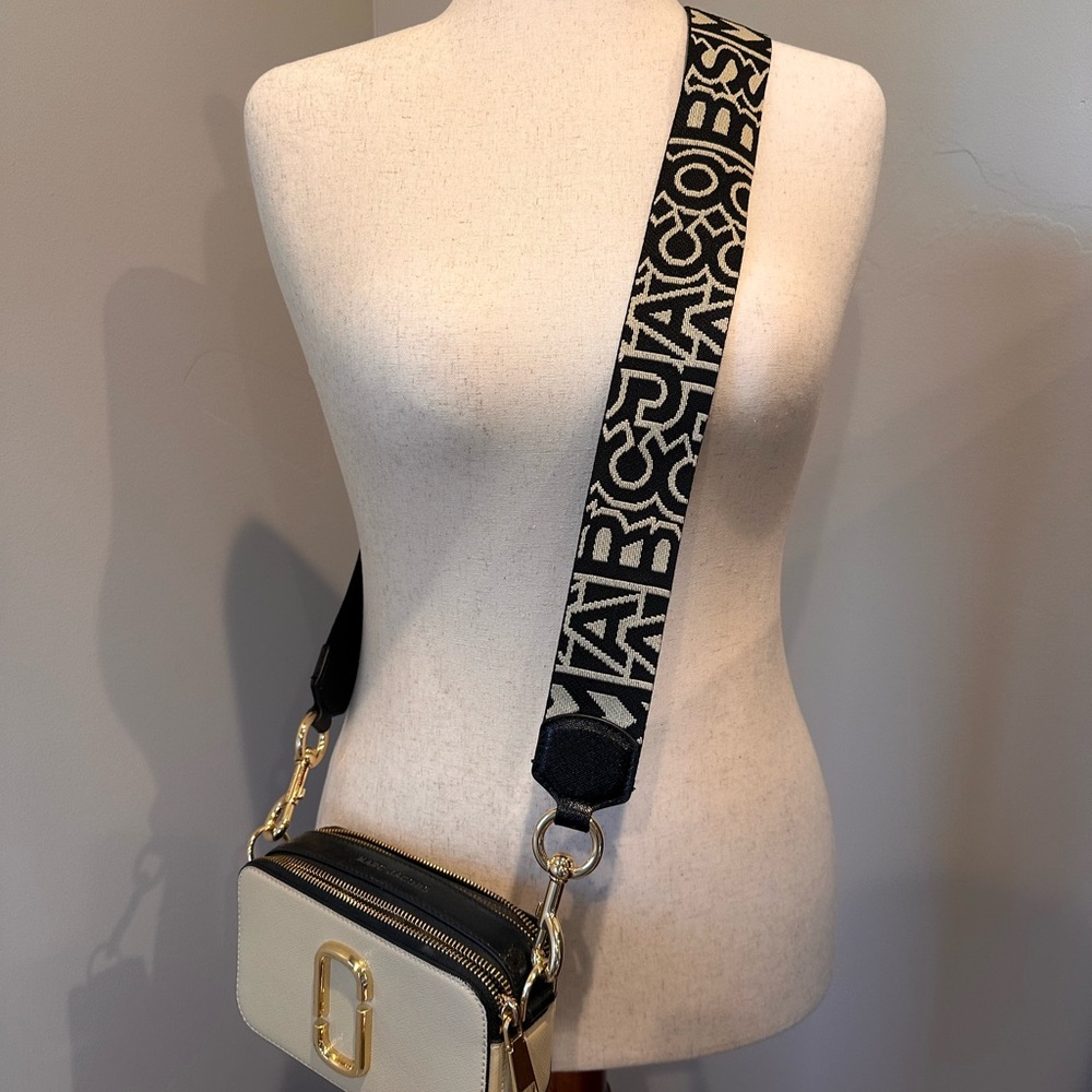 Marc Jacobs Black and Cream Logo Crossbody Bag